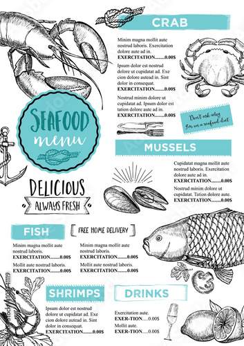 Restaurant cafe menu, template design.