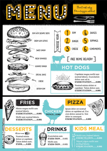 Restaurant cafe menu, template design.