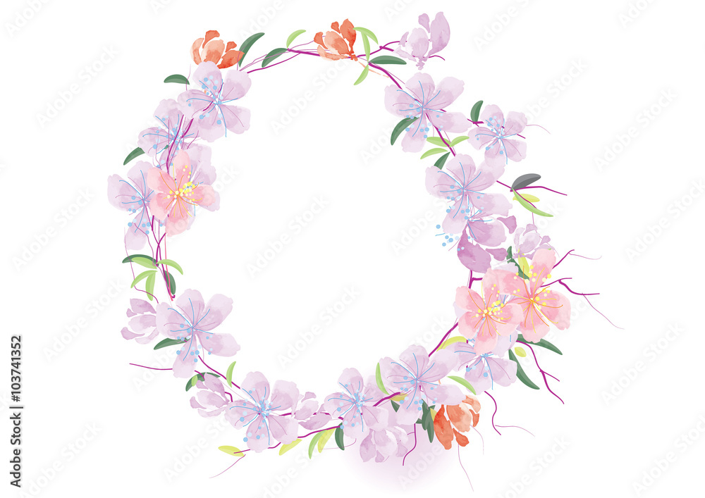 purple flowers with leave border frame vector illustration purple flowers with leave border frame vector illustration