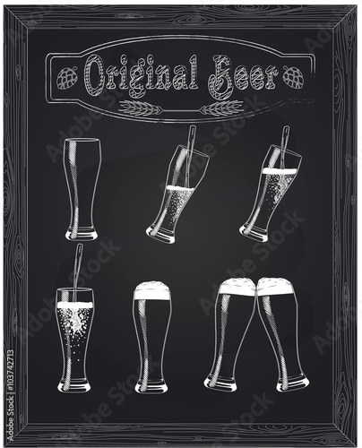 beautiful five glasses of beer