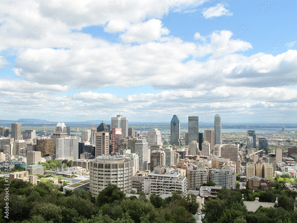Montreal City Skyline, view from Mount Royal
