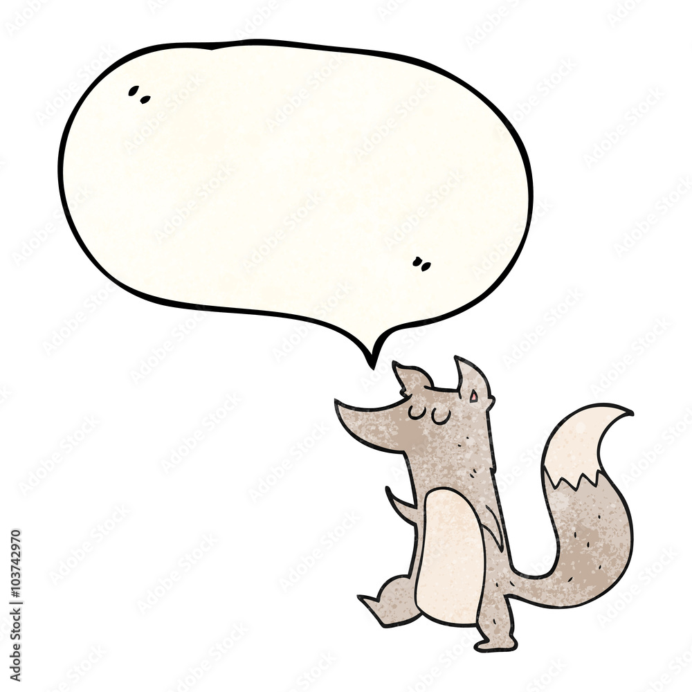 Fototapeta premium speech bubble textured cartoon little wolf