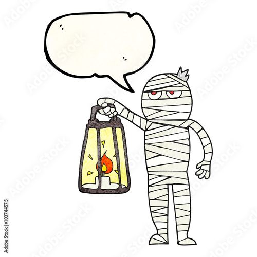 speech bubble textured cartoon mummy