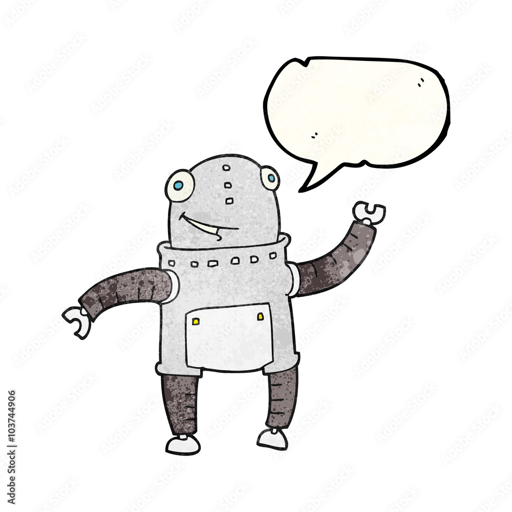 Obraz premium speech bubble textured cartoon robot