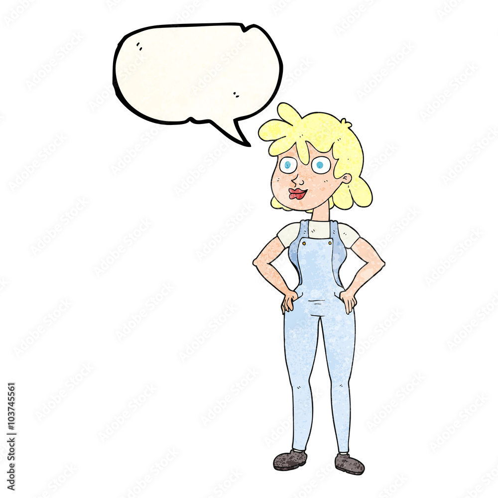 speech bubble textured cartoon farmer girl speech bubble textured cartoon farmer girl