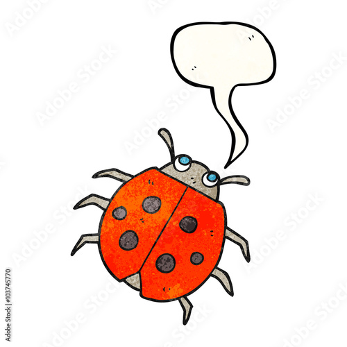 speech bubble textured cartoon ladybug