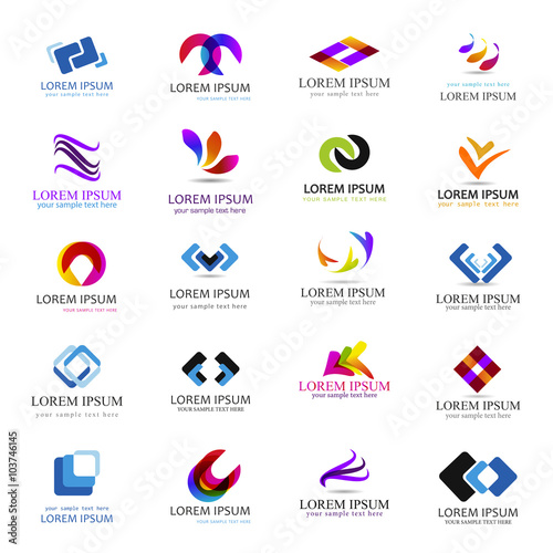 Unusual Logo Set - Vector Illustration