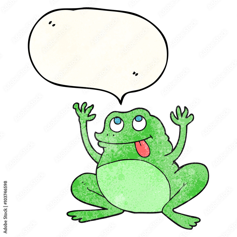Naklejka premium funny speech bubble textured cartoon frog
