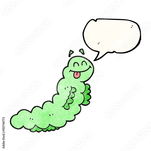 speech bubble textured cartoon caterpillar