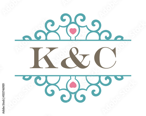 K&C initial ornament wedding logo