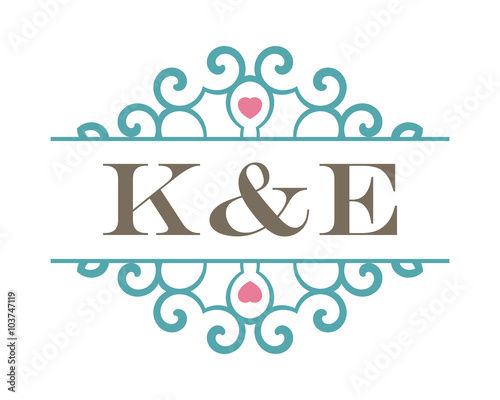 K&E initial ornament wedding logo