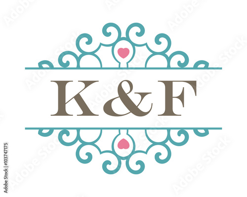 K&F initial ornament wedding logo