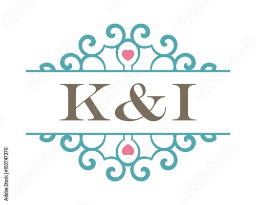 K&I initial ornament wedding logo