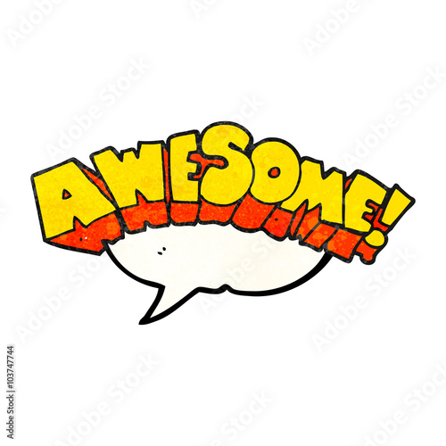 speech bubble textured cartoon word awesome