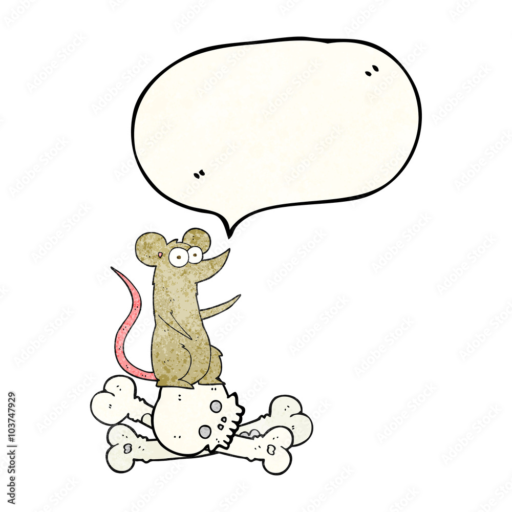 Fototapeta premium speech bubble textured cartoon rat on bones