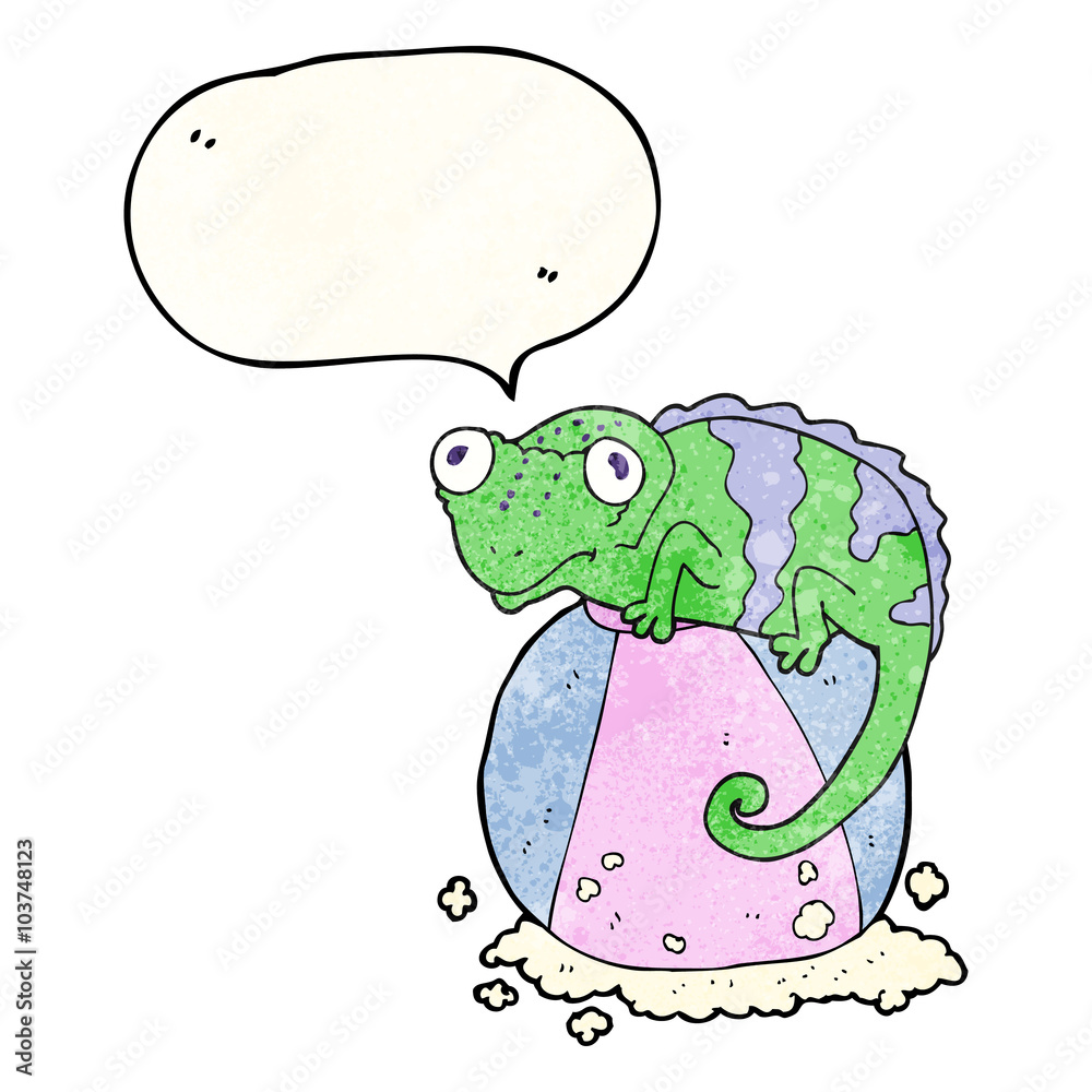 speech bubble textured cartoon chameleon on ball speech bubble textured cartoon chameleon on ball