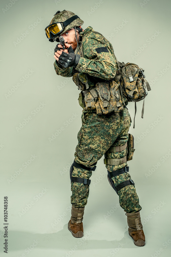 Fototapeta premium Special force soldier with a gun