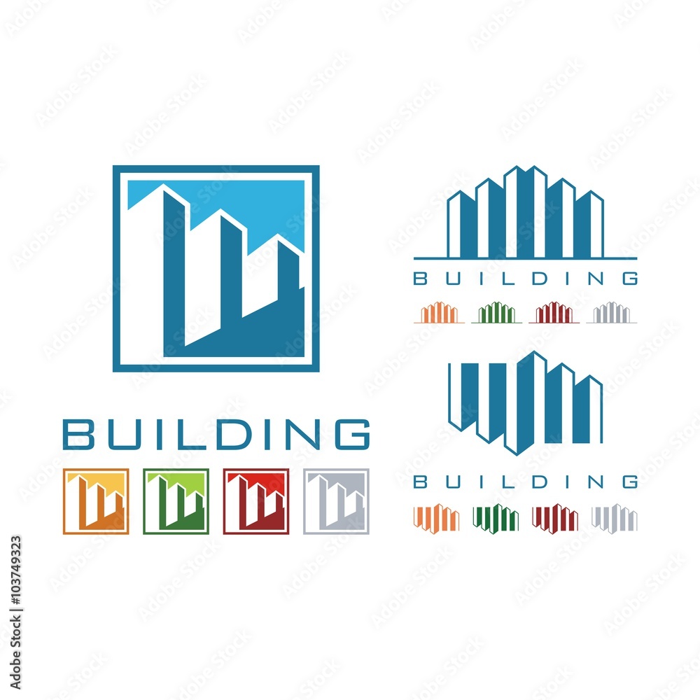 Building Logo, Set of building logo design. Real estate company logo design, abstract construction logo design