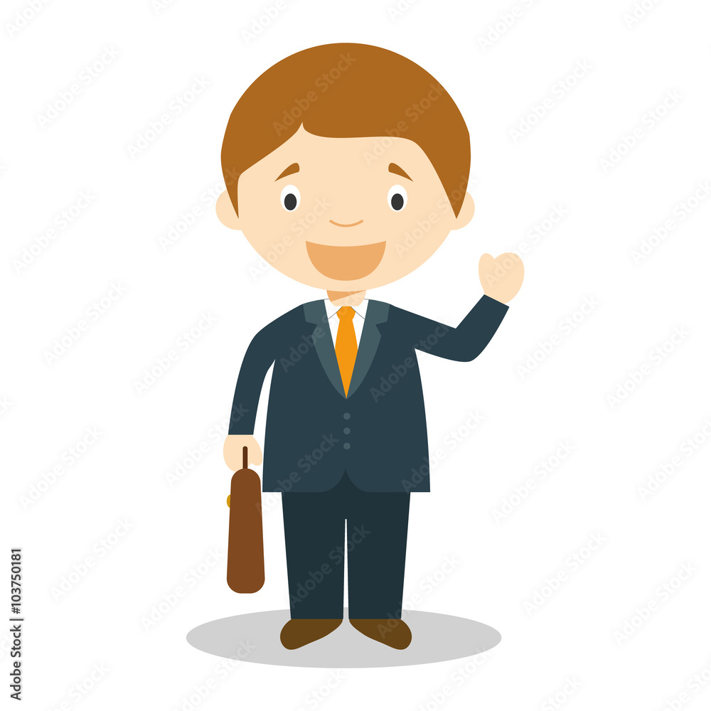 Cute cartoon vector illustration of a businessman Cute cartoon vector illustration of a businessman