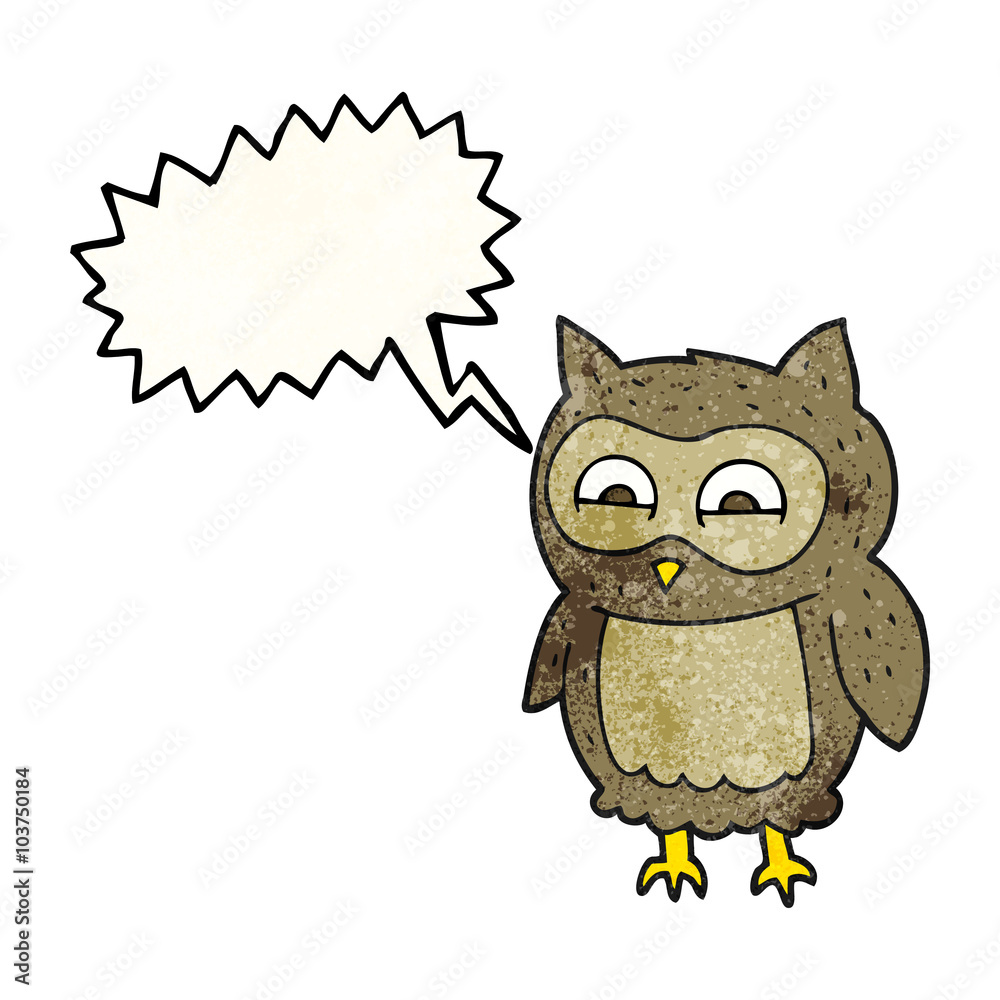speech bubble textured cartoon owl