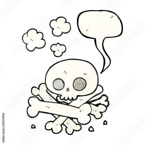 speech bubble textured cartoon pile of bones