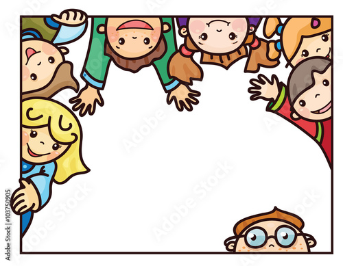 Vector  happy kids cartoons  frame.