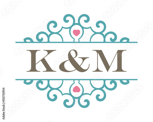 K&M initial ornament wedding logo