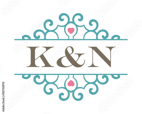 K&N initial ornament wedding logo