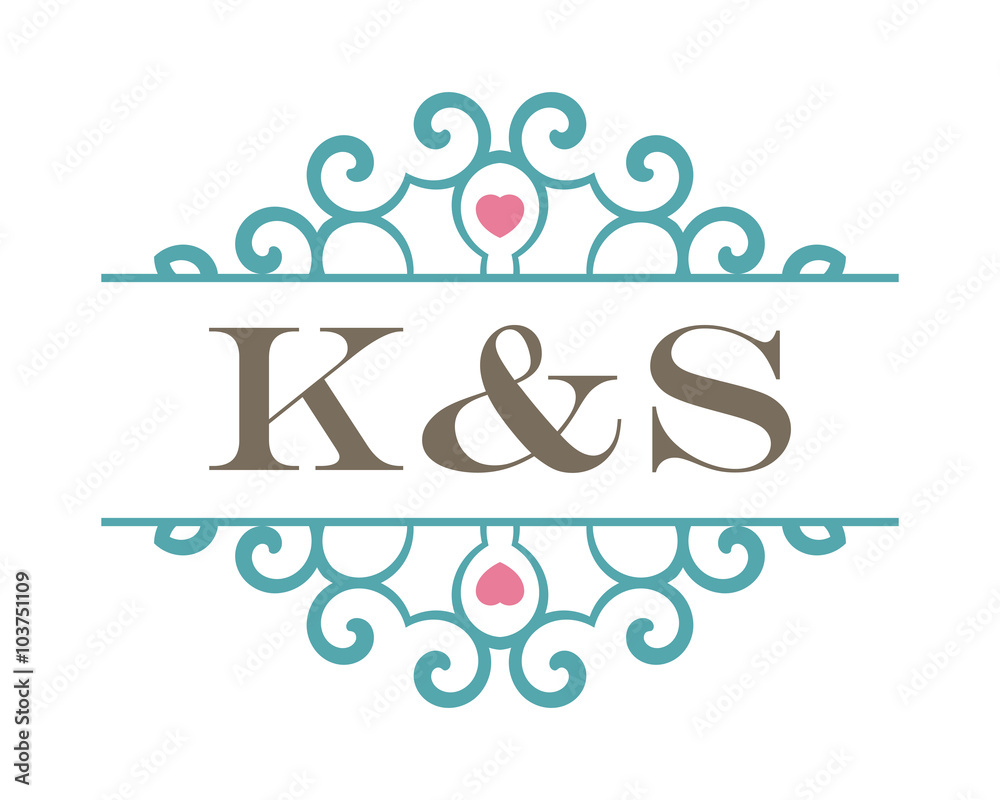 K&S initial ornament wedding logo K&S initial ornament wedding logo