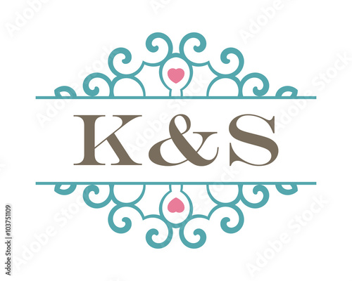 K&S initial ornament wedding logo