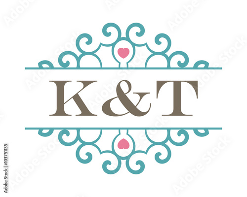 K&T initial ornament wedding logo