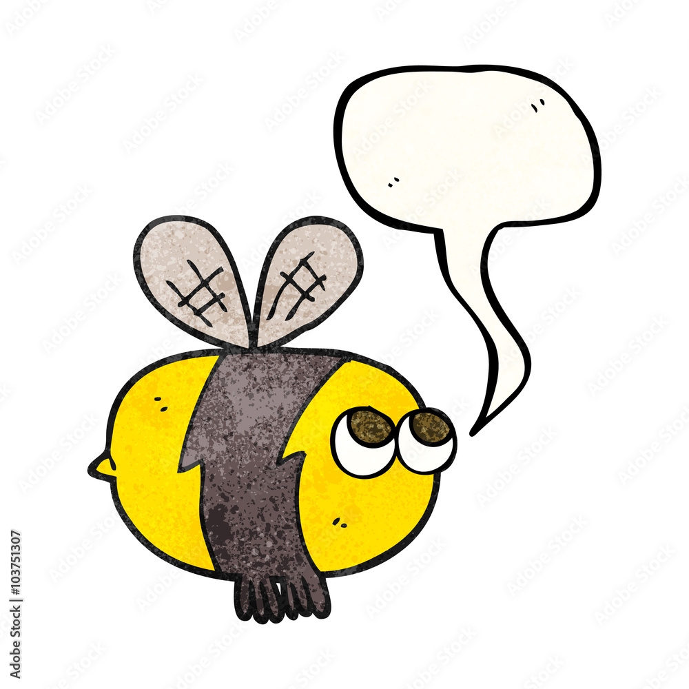 Obraz premium speech bubble textured cartoon bee