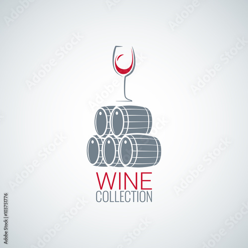 wine glass cellar barrel design vector background