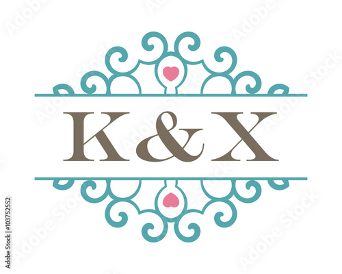 K&X initial ornament wedding logo