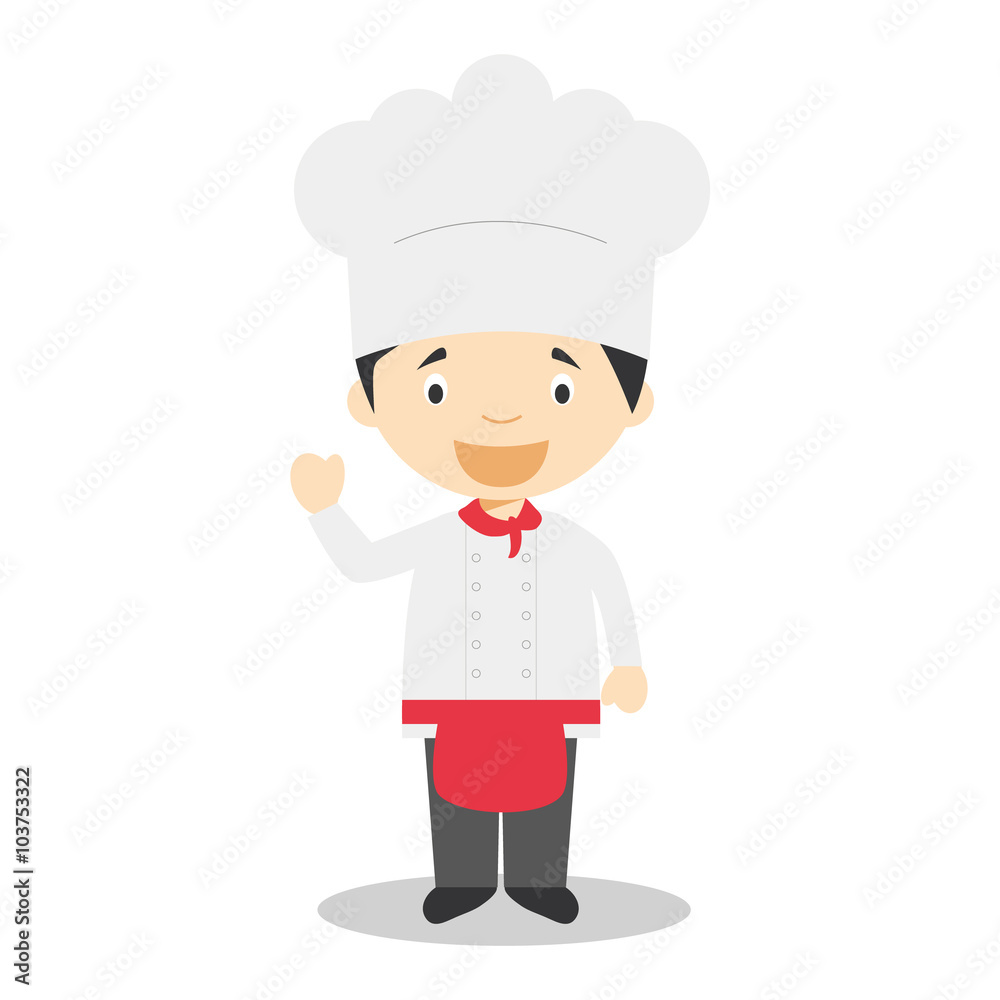 Cute cartoon vector illustration of a chef