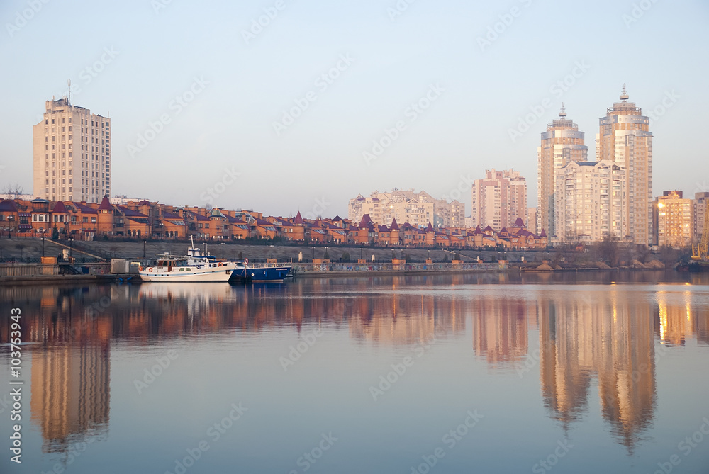 KIEV, UKRAINE - November 27, 2009:View of the new embankment of KIEV, UKRAINE - November 27, 2009:View of the new embankment of