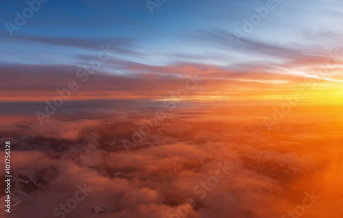 sunset viewed from an airplane