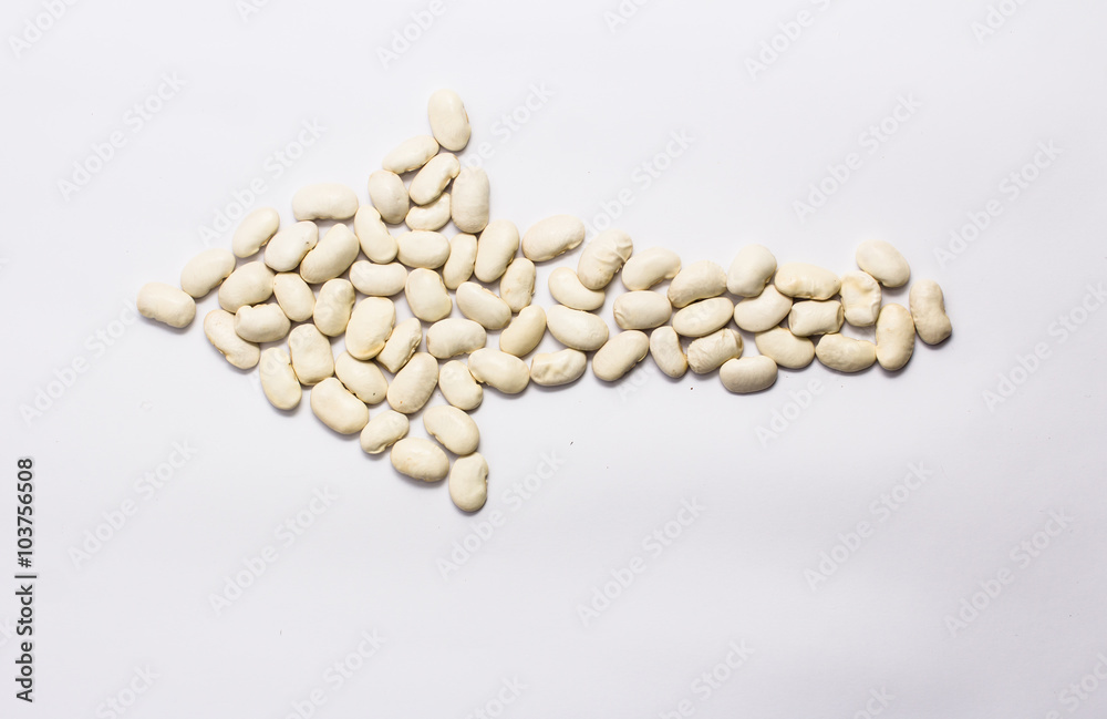 Left with white beans on a white background Left with white beans on a white background