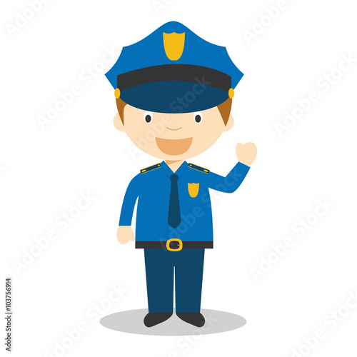 Cute cartoon vector illustration of a policeman