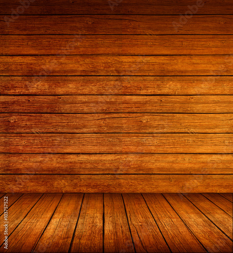 Wooden style floor stage and wall for display of product 