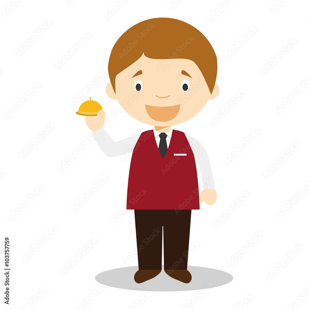 Cute cartoon vector illustration of a recepcionist Cute cartoon vector illustration of a recepcionist