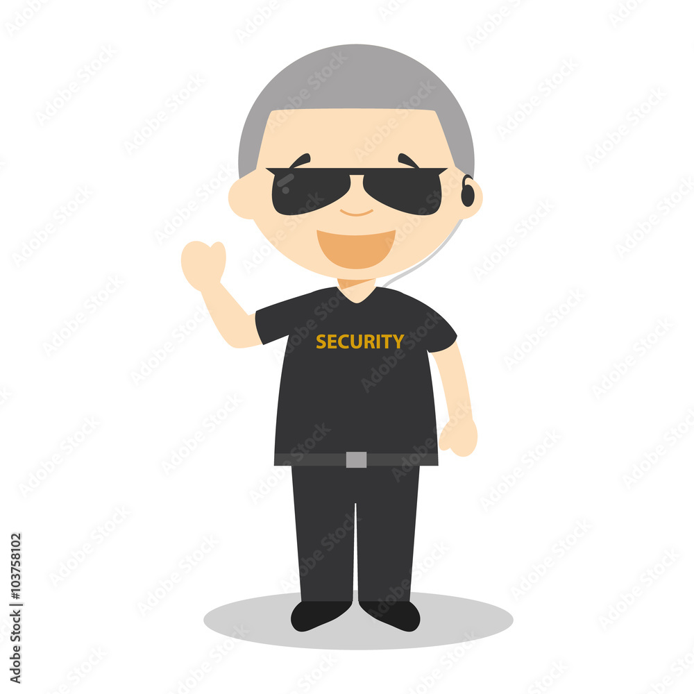 Cute cartoon vector illustration of a security guard