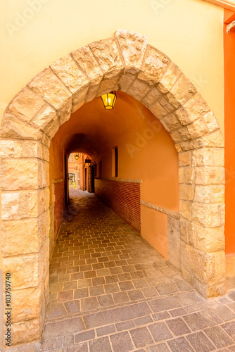 Fragment of Monaco Village  Monaco  France. Narrow streets in Old Town.