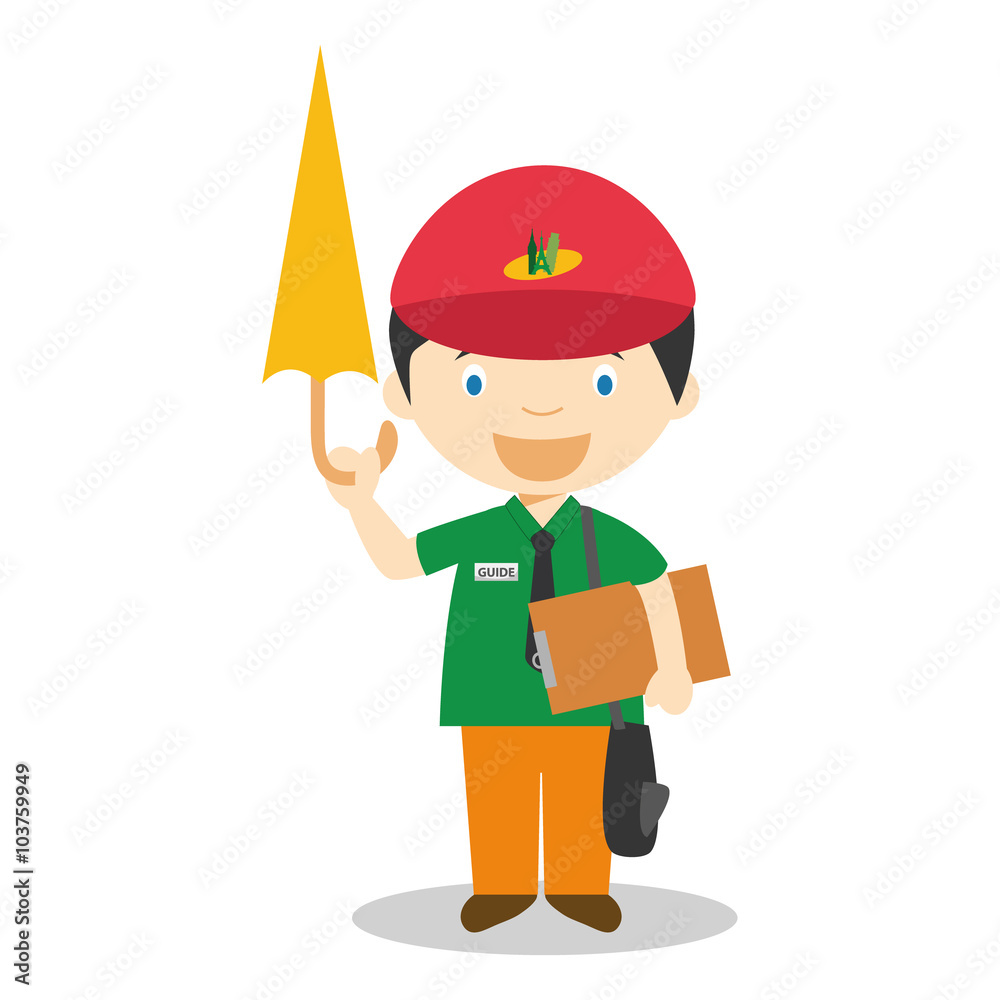 Cute cartoon vector illustration of a tour guide