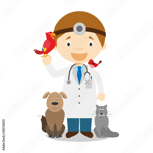 Cute cartoon vector illustration of a veterinarian
