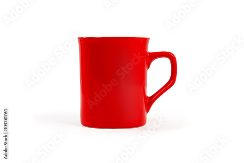 red cup of coffee on a white background