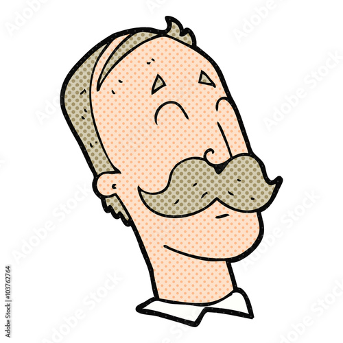 cartoon ageing man with mustache