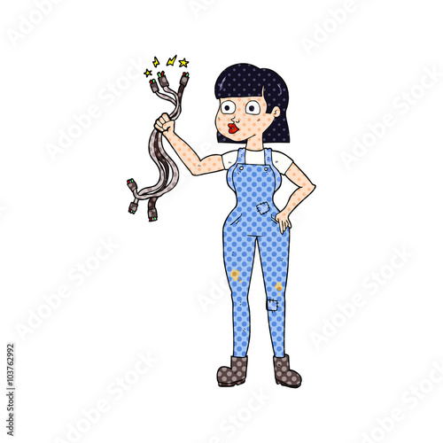 cartoon female electrician