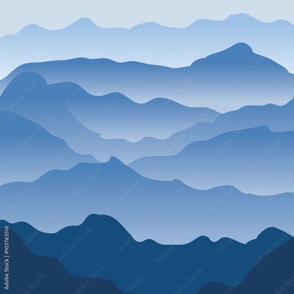 Mountains fog. Vector illustration Mountains fog. Vector illustration