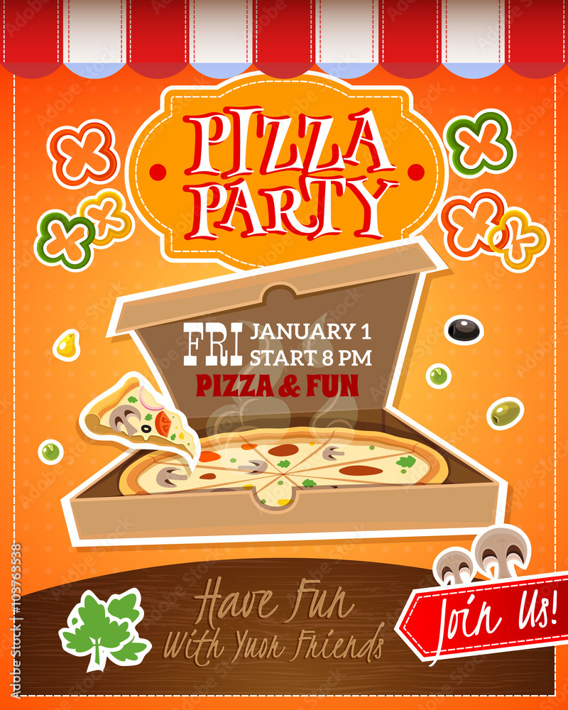 © Macrovector - Pizza Party Poster